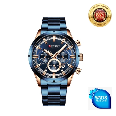 Picture of CURREN 8355 Royal Blue Stainless Steel Chronograph Watch For Men - Watch For Men-Blue
