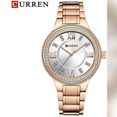 Picture of CURREN 9004 - Stainless Steel Analog Watch for Women - Rose Gold , White-rose and white