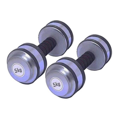 Picture of Combo Pack of Two Pieces Rubber Dumbbell Set -5Kg*2pc=10kg - Silver-Silver
