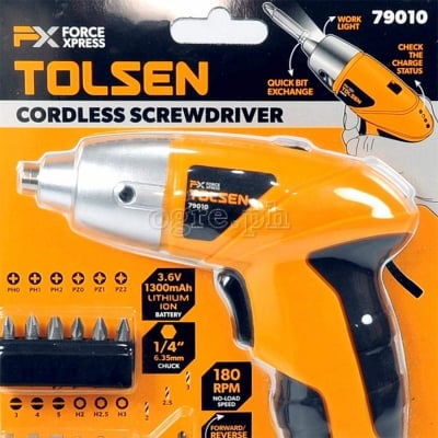 Picture of TOLSEN Cordless Screwdriver 3.6V with 24pcs Accessories-Yellow