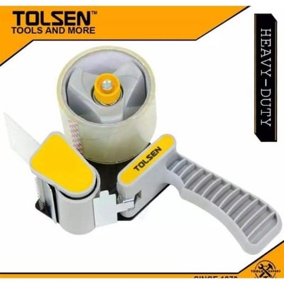 Picture of TOLSEN Heavy Duty Hand Held Tape Dispenser with Free 1pc Tolsen Roll Tape 50000 - Double Side Tape-Yellow