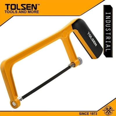 Picture of TOLSEN Mini Hacksaw Frame w/ 1pc Free Blade (150mm, 6") TPR Handle Model: 30051-Yellow