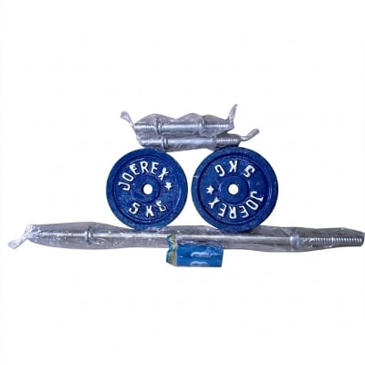 Picture of Dumbbell Set 10 kg and 10 inchi stick 2 pic and 3 fit burbell 1 pic- Black and Silver-Blue