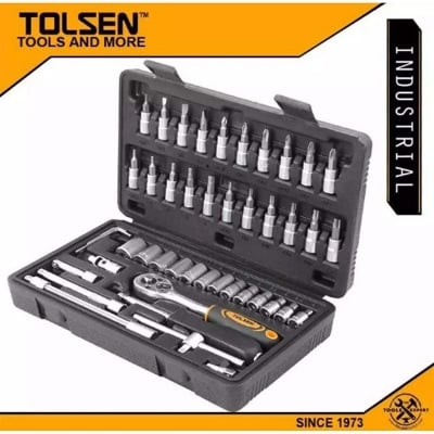 Picture of TOLSEN 46Pcs Socket Ratchet Wrench Set (1/4" Drive) Industrial Series Model: 15138-Black
