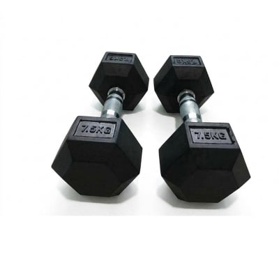 Picture of 7.5KG Hex Dumbbells - 1 Pair / 2 pcs-Black
