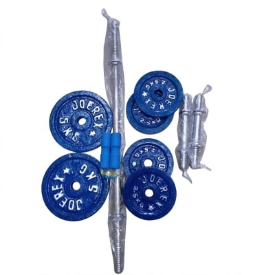 Picture of Dumbbell & Barbell Set 20kg and 10 inchi stick 2 pic and 3fit burbell 1 pic- Black and Silver