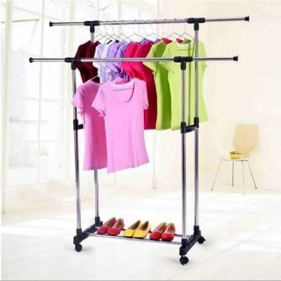 Picture of Folding Double Clothes And Shoe Rack Portable Alna – Cloth hanger-Silver