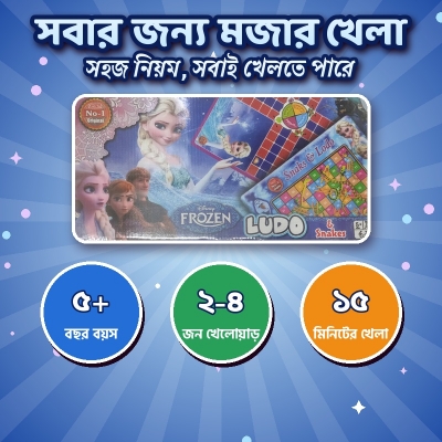Picture of 2 in 1 Ludo & Snakes and Ladders Board Game – Ice Princess Theme Family Game for Kids