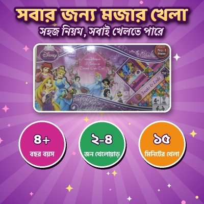 Picture of 2 in 1 Ludo & Snakes and Ladders Board Game – Princess Theme Family Game for Kids