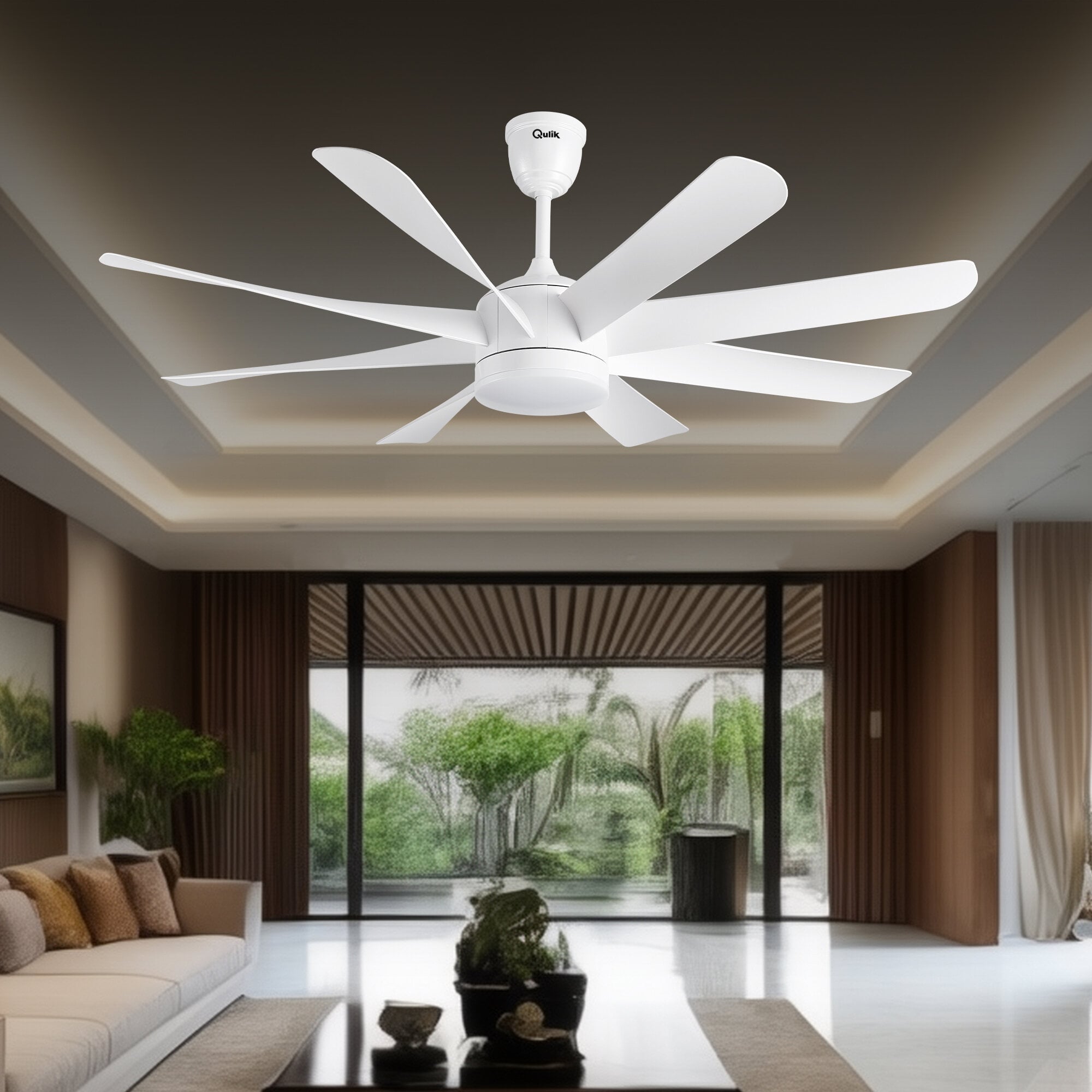 Picture of Qulik Helix UL 60"- Modern Decorative Silent ABS Blade Under light with Remote Ceiling Fan  | Free Delivery