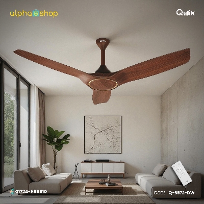 Picture of Qulik Aerovane 52" Modern Decorative Silent ABS Blade Remote Under Light Ceiling Fan (Dark Wooden) Q-6572-DW-UL | Free Delivery