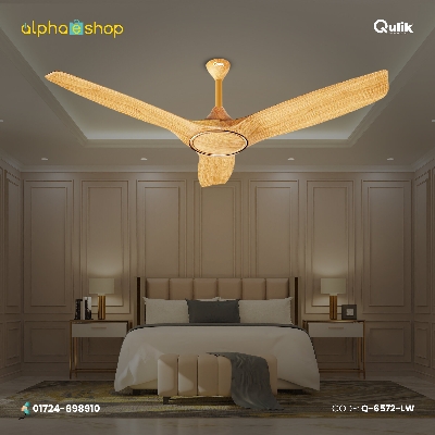 Picture of Qulik Aerovane 52" Modern Decorative Silent ABS Blade Remote Under Light Ceiling Fan (Dark Wooden) Q-6572-DW-UL | Free Delivery