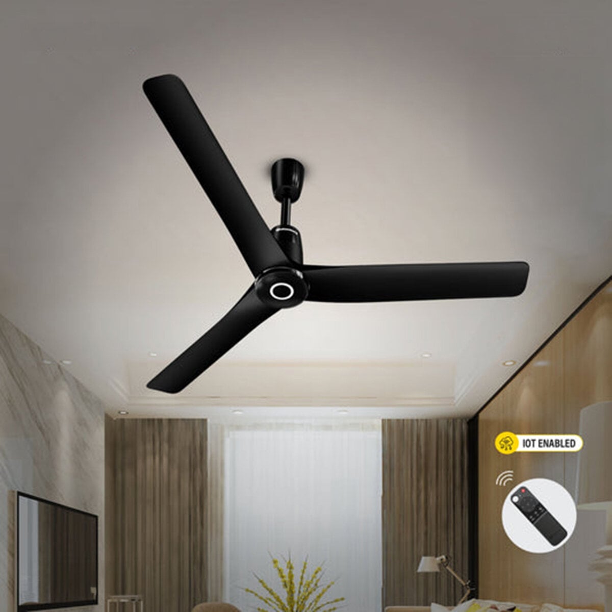 Picture of Atomberg Aris Contour Smart 48" BLDC Ceiling Fan (Midnight Black) | AT-144 | Free Delivery-Midnight Black