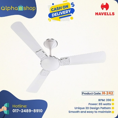 Picture of Havells ENTICER HUES 56'' Ceiling Fan White H-242 | Free Delivery-White
