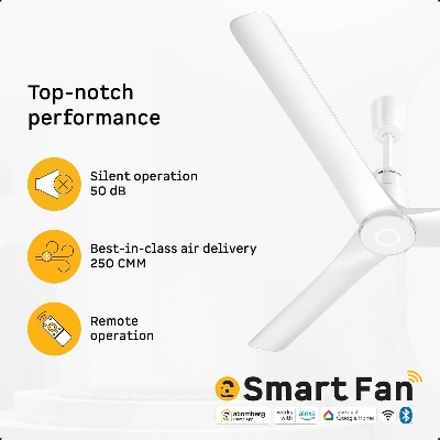 Picture of Atomberg Aris Contour Smart 48" BLDC Ceiling Fan (Marble White) | AT-143 | Free Delivery-Marble White