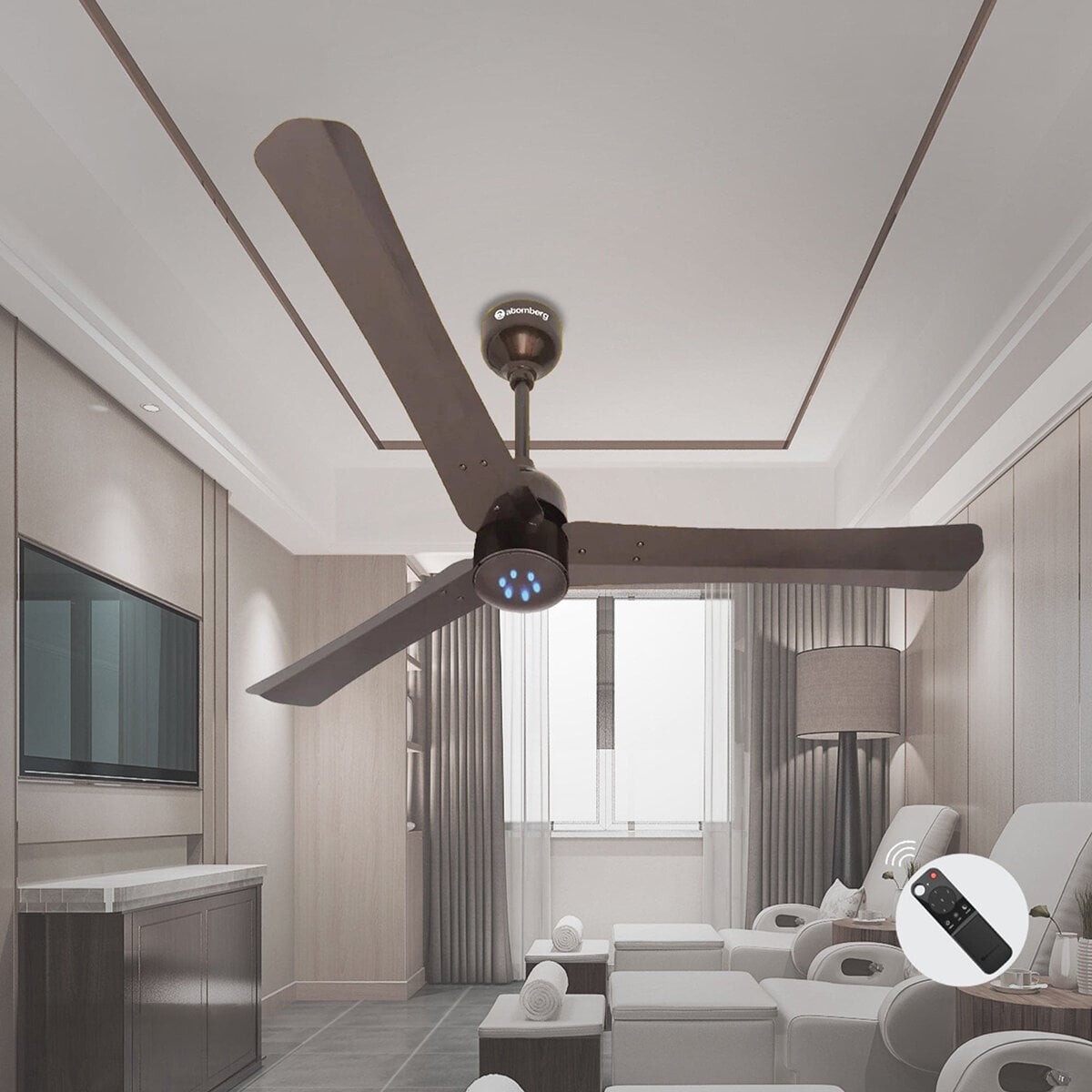 Picture of Atomberg Renesa + 56" 35Watt BLDC Motor Energy Saving Anti-Dust Speed Indicator Light Ceiling Fan With Remote Control ( Earth Brown ) AT-107 | Free Delivery-Earth Brown