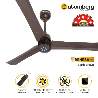 Picture of Atomberg Renesa + 56" 35Watt BLDC Motor Energy Saving Anti-Dust Speed Indicator Light Ceiling Fan With Remote Control ( Earth Brown ) AT-107 | Free Delivery-Earth Brown