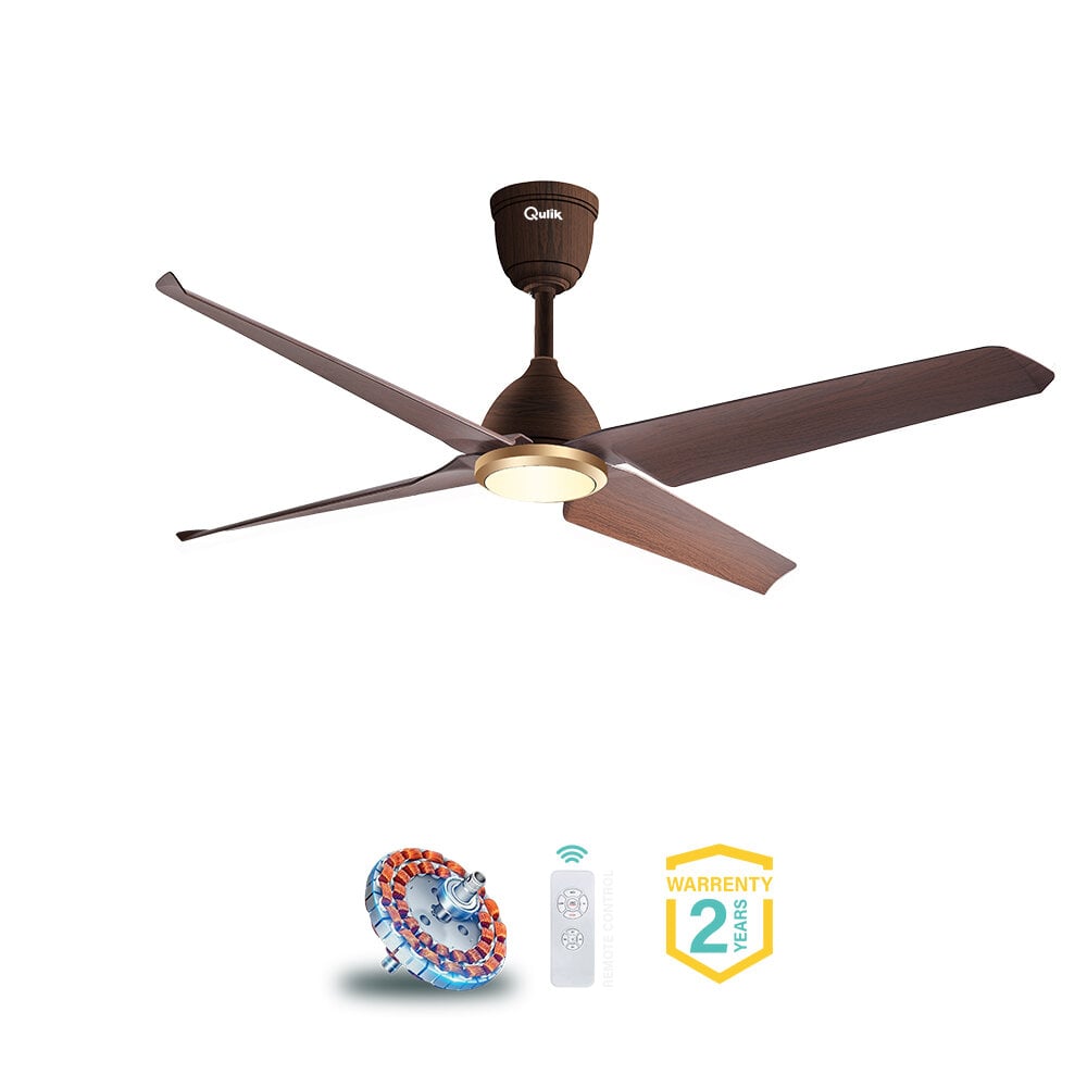 Picture of Qulik Aero-X 54"- Decorative Energy Saving BLDC Remote Control Underlight Ceiling Fan (Dark Wood) | Q-6578-DW-UL | Free Delivery-Dark Wood