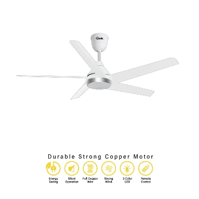 Picture of Qulik Alpha Edge 5B 53"- Decorative Energy Saving BLDC Remote Control Ceiling Fan (Parle White) | Q-6577-PW | Free Delivery-Parle White