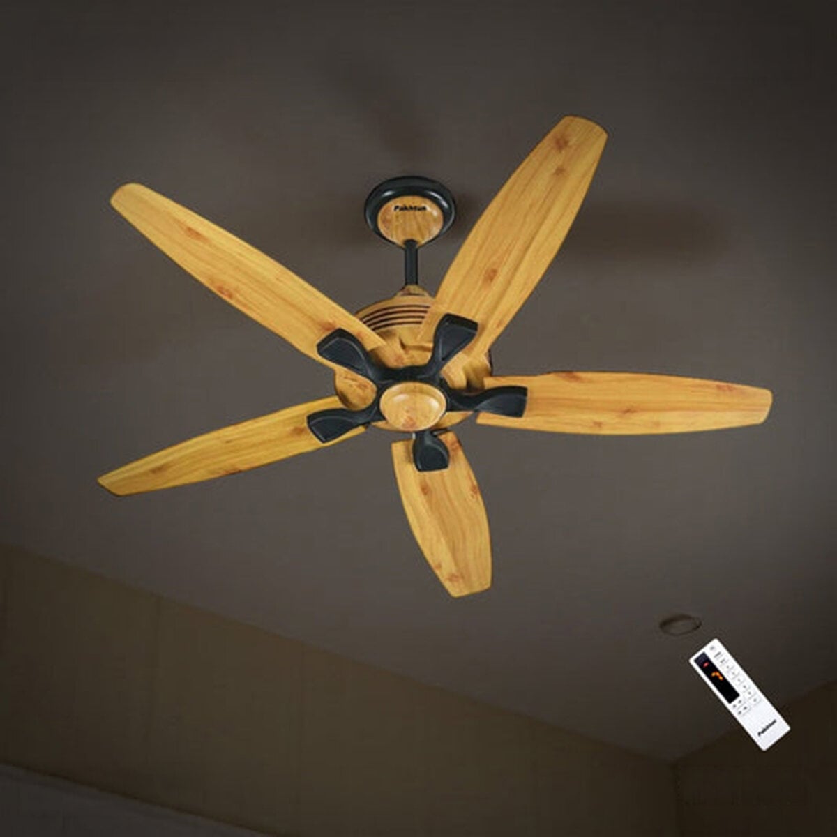 Picture of Pakhtun Penta 5 -56 Inch BLDC Inverter Remote Control Ceiling Fan (Light Wood) | PK-112 | Free Delivery-Gold