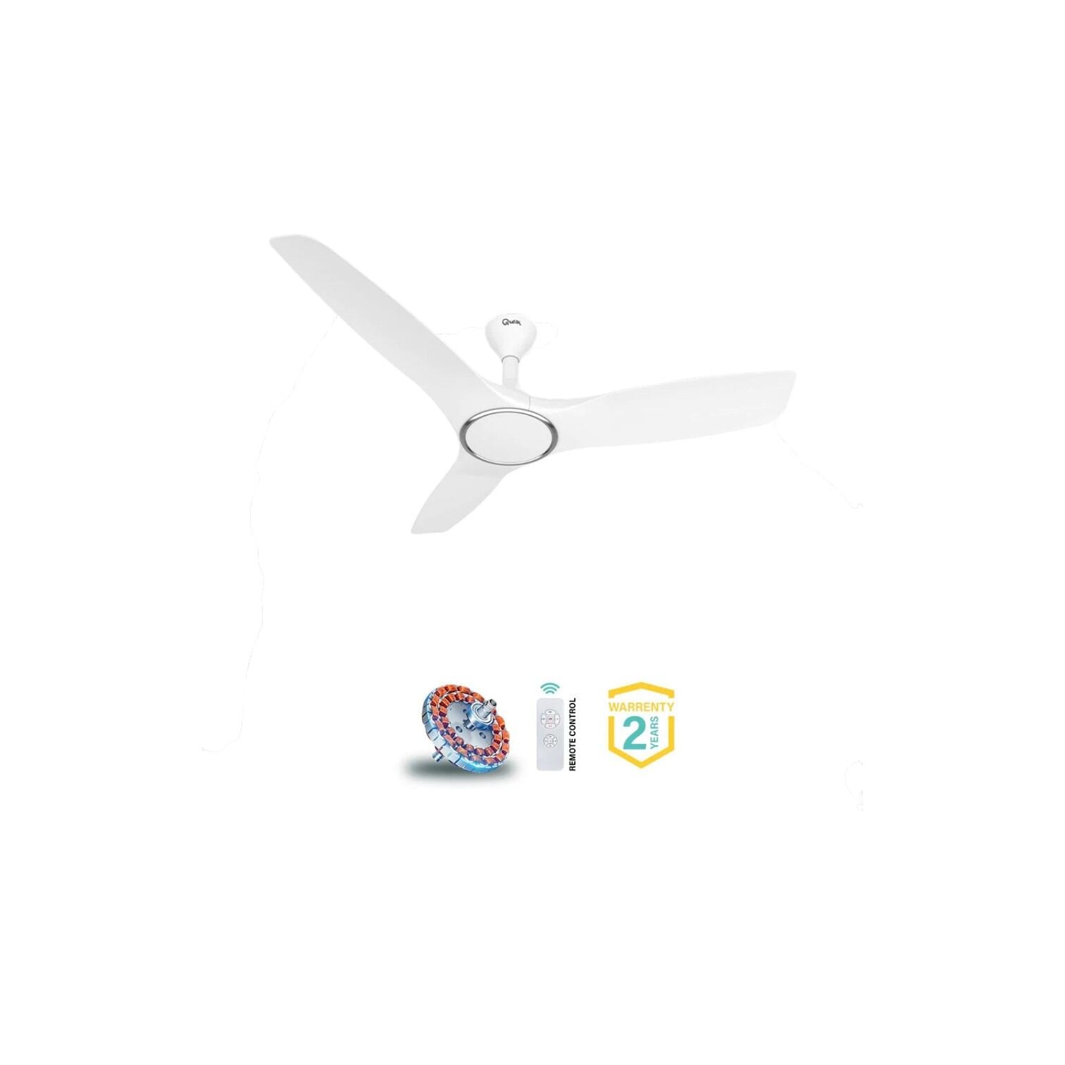 Picture of Qulik Aerovane 52" Modern Decorative Silent ABS Blade Remote Ceiling Fan (White) Q-6572-W | Free Delivery-White