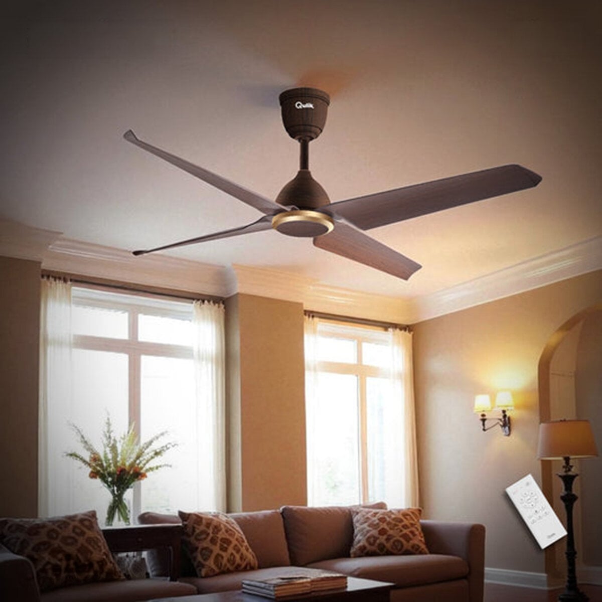 Picture of Qulik Aero-X 54"- Decorative Energy Saving BLDC Remote Control Ceiling Fan (Dark Wood) | Q-6578-DW | Free Delivery-Dark Wood