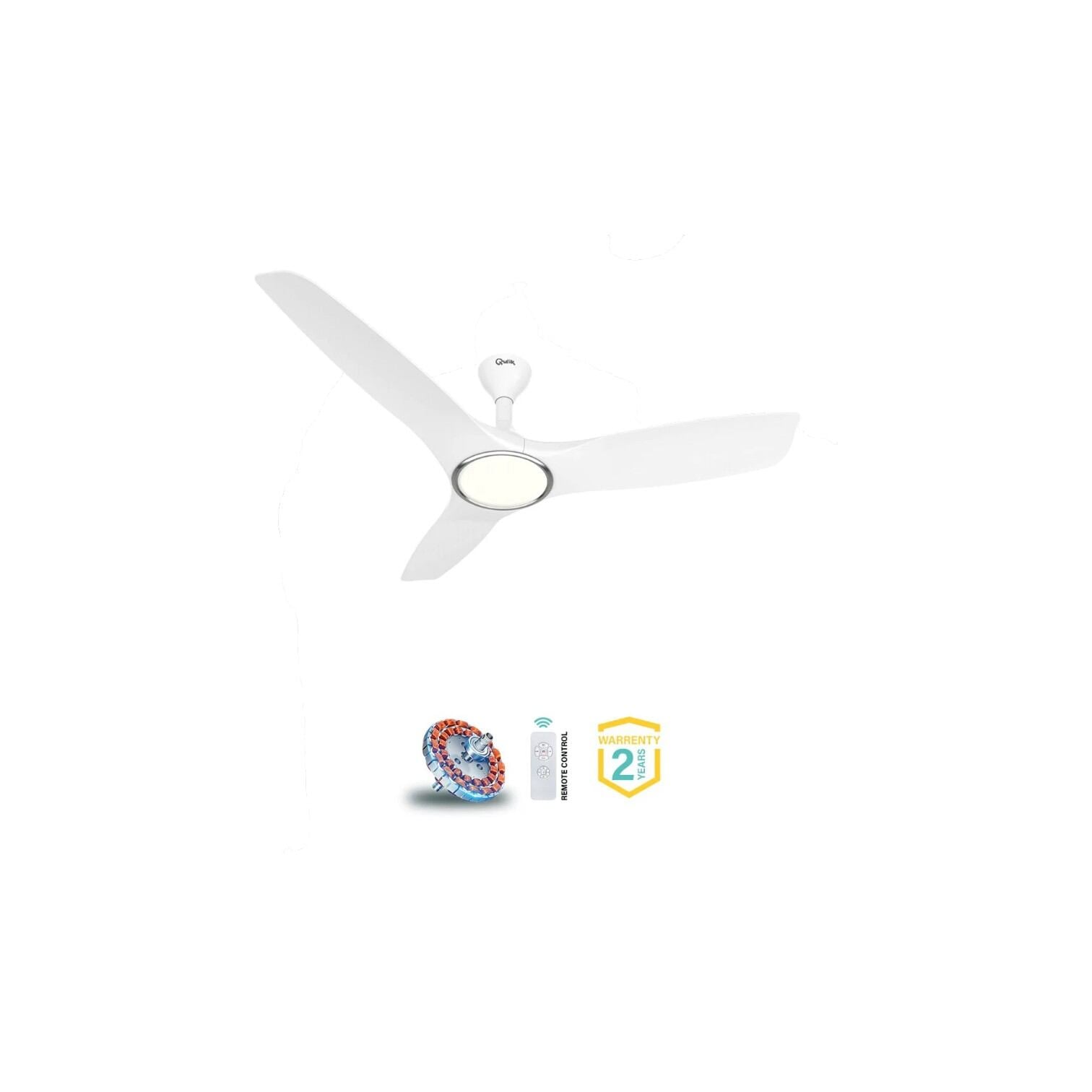 Picture of Qulik Aerovane UL 52" Modern Decorative Silent ABS Blade Remote Under Light Ceiling Fan (White) Q-6572-W-UL | Free Delivery-White