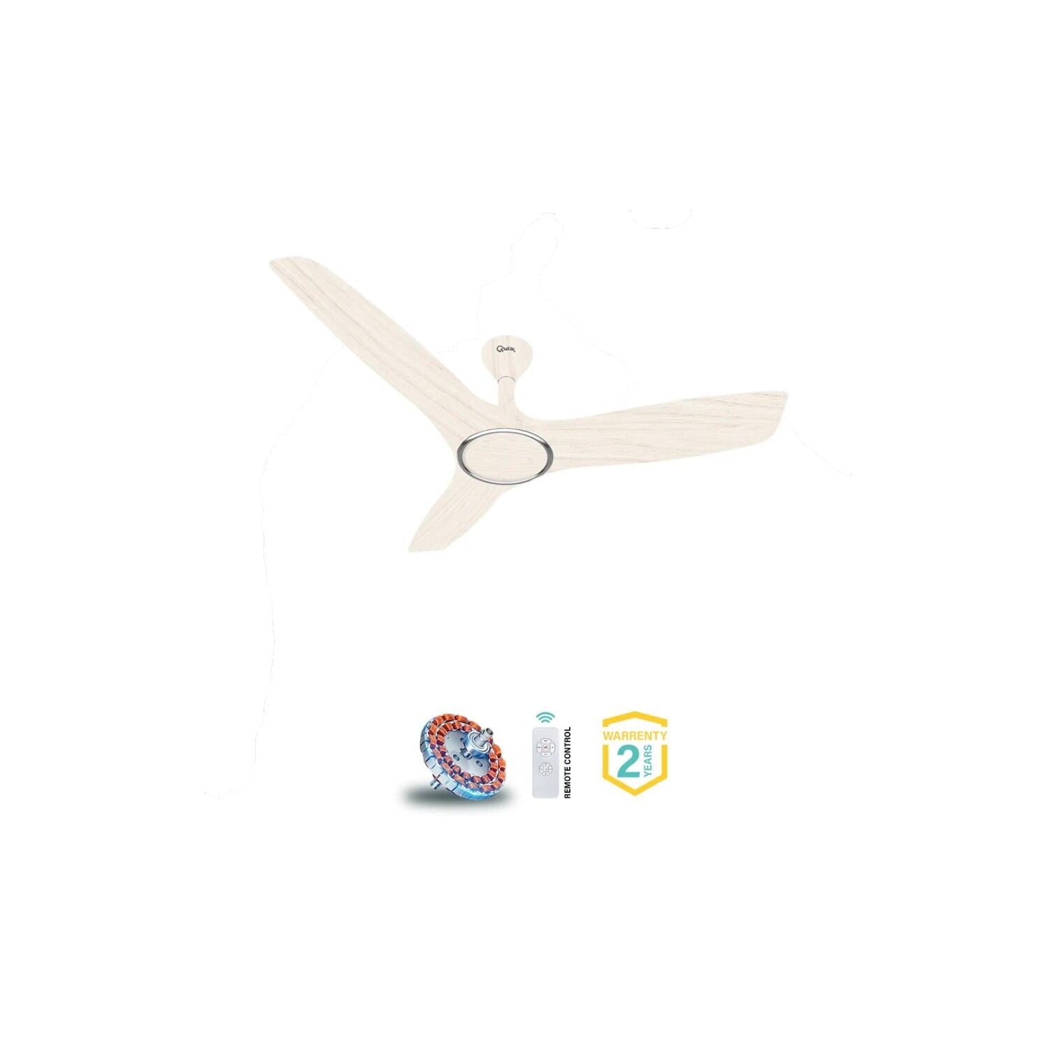 Picture of Qulik Aerovane 52" Modern Decorative Silent ABS Blade Remote Ceiling Fan (White Wood) Q-6572-WW | Free Delivery-White Wood