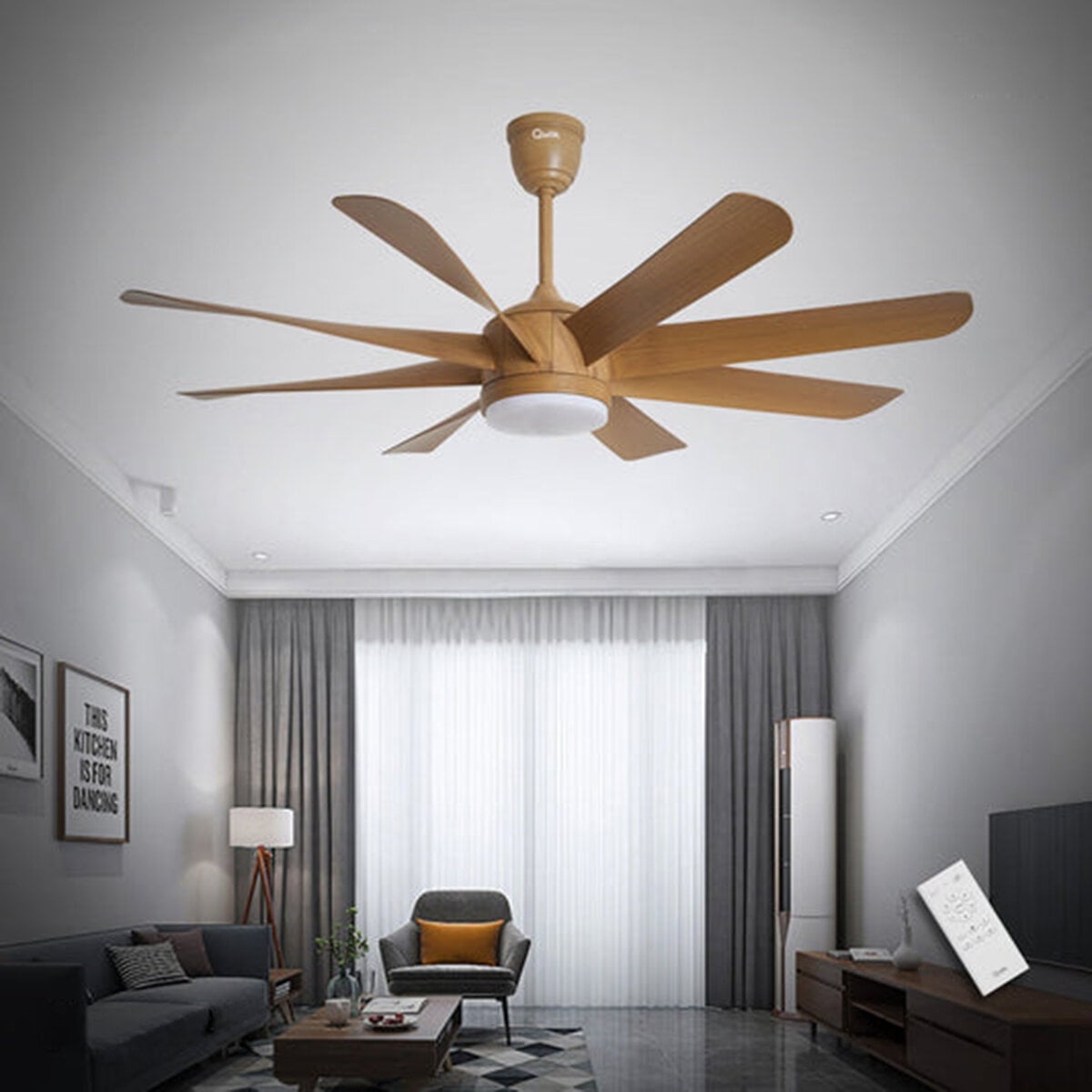 Picture of Qulik Helix UL 60"- Modern Decorative Silent ABS Blade Under Light With Remote Ceiling Fan (Light Wood) Q-6522-LW | Free Delivery-Light Wood