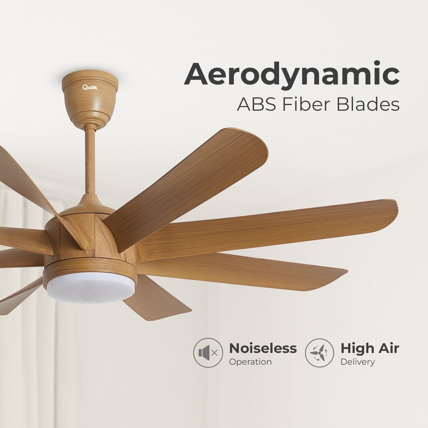 Picture of Qulik Helix UL 60"- Modern Decorative Silent ABS Blade Under Light With Remote Ceiling Fan (Light Wood) Q-6522-LW | Free Delivery-Light Wood