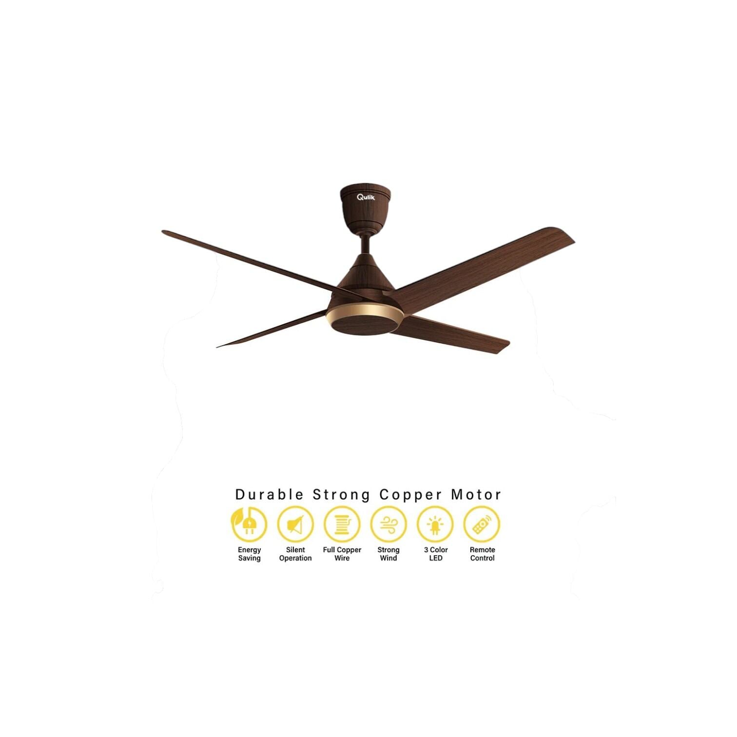 Picture of Qulik Alpha Edge 5B 53"- Decorative Energy Saving BLDC Remote Control Ceiling Fan (Dark Wood) | Q-6577-DW | Free Delivery-Dark Wood