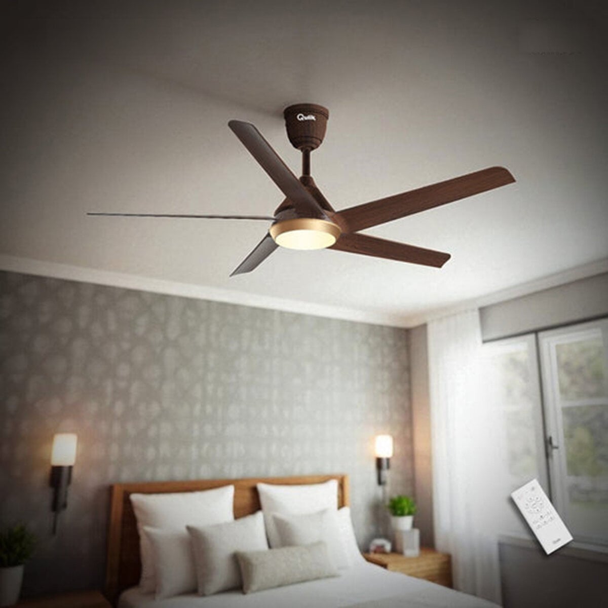 Picture of Qulik Alpha Edge 5B 53"- Decorative Energy Saving BLDC Remote Control Ceiling Fan (Dark Wood) | Q-6577-DW-UL | Free Delivery-Dark Wood