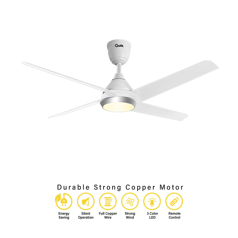 Picture of Qulik Alpha Edge 4B 53"- Decorative Energy Saving BLDC Remote Control Underlight Ceiling Fan (Parle White) | Q-6576-PW-UL | Free Delivery-Parle White