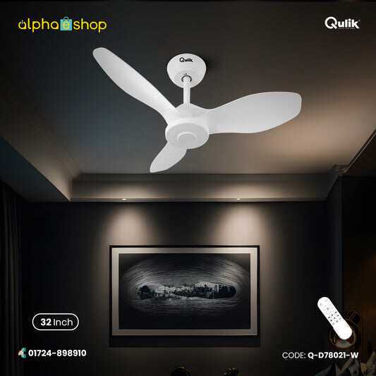 Picture of Qulik Spinner Pro 32" - Modern Decorative Silent ABS Blade With Remote Ceiling Fan (Pearl White) Q-D78021-PW | Free Delivery-Pearl White