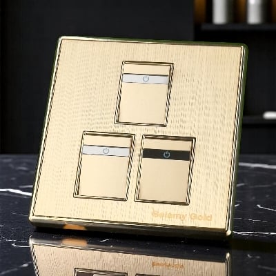 Picture of Belamy Golden 3 Gang 1 Way Socket | BE-135-SW-Gold