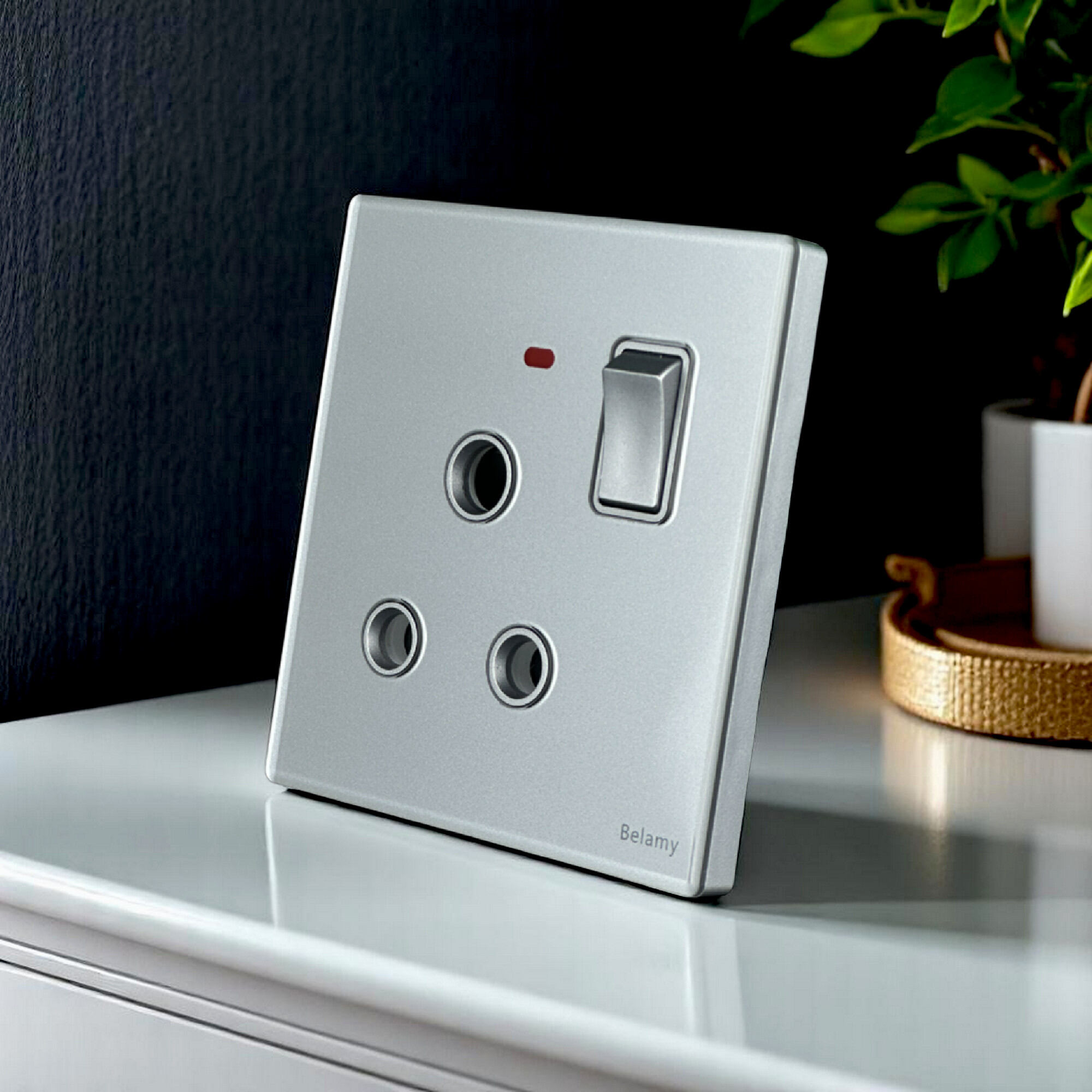 Picture of Belamy Sky Grey 1G 3-PIN Round Socket | BE-101-SW-Grey