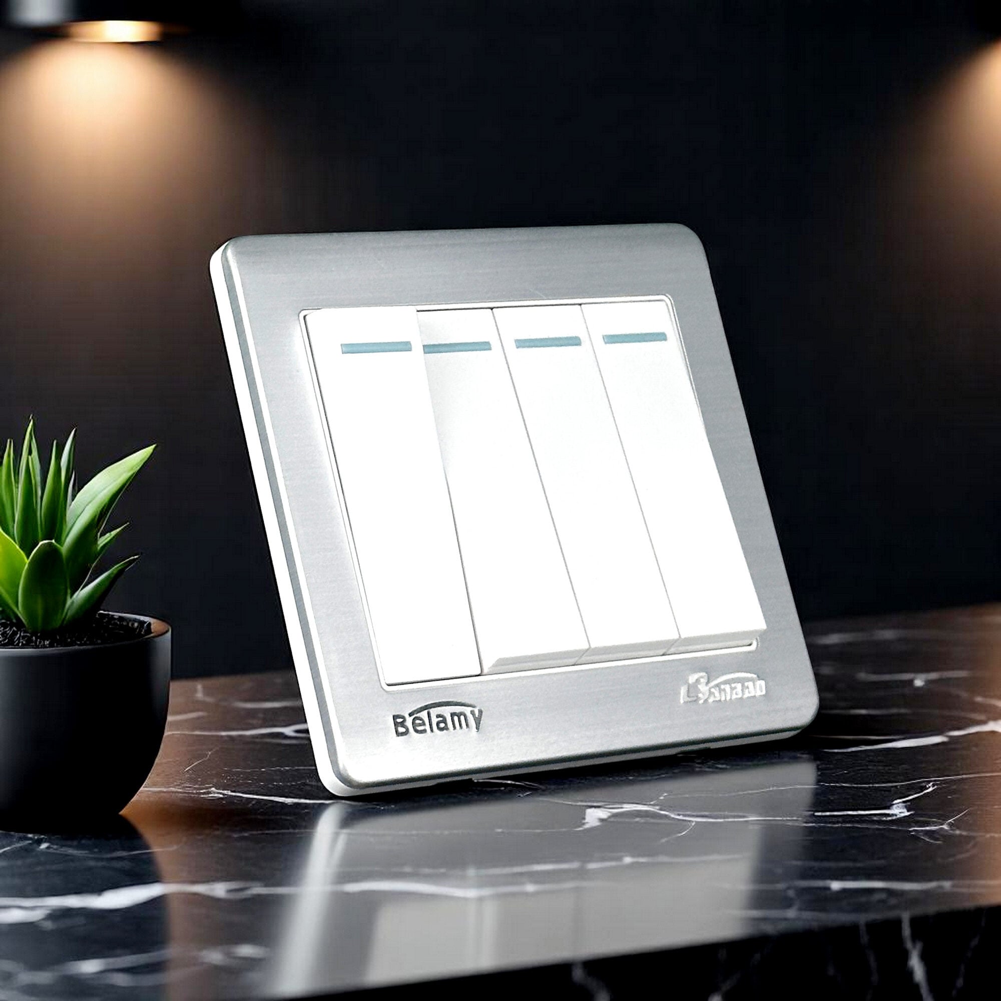 Picture of Belamy White-Grey 4 Gang 1 Way | BE-129-SW-White