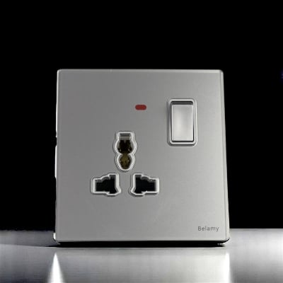 Picture of Belamy Sky Grey 1 Gang 3-PIN Socket | BE-103-SW-Grey