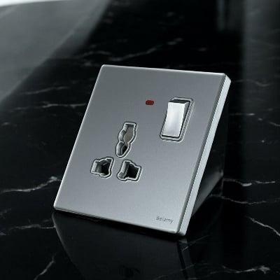Picture of Belamy Sky Grey 1 Gang 3-PIN Socket | BE-103-SW-Grey