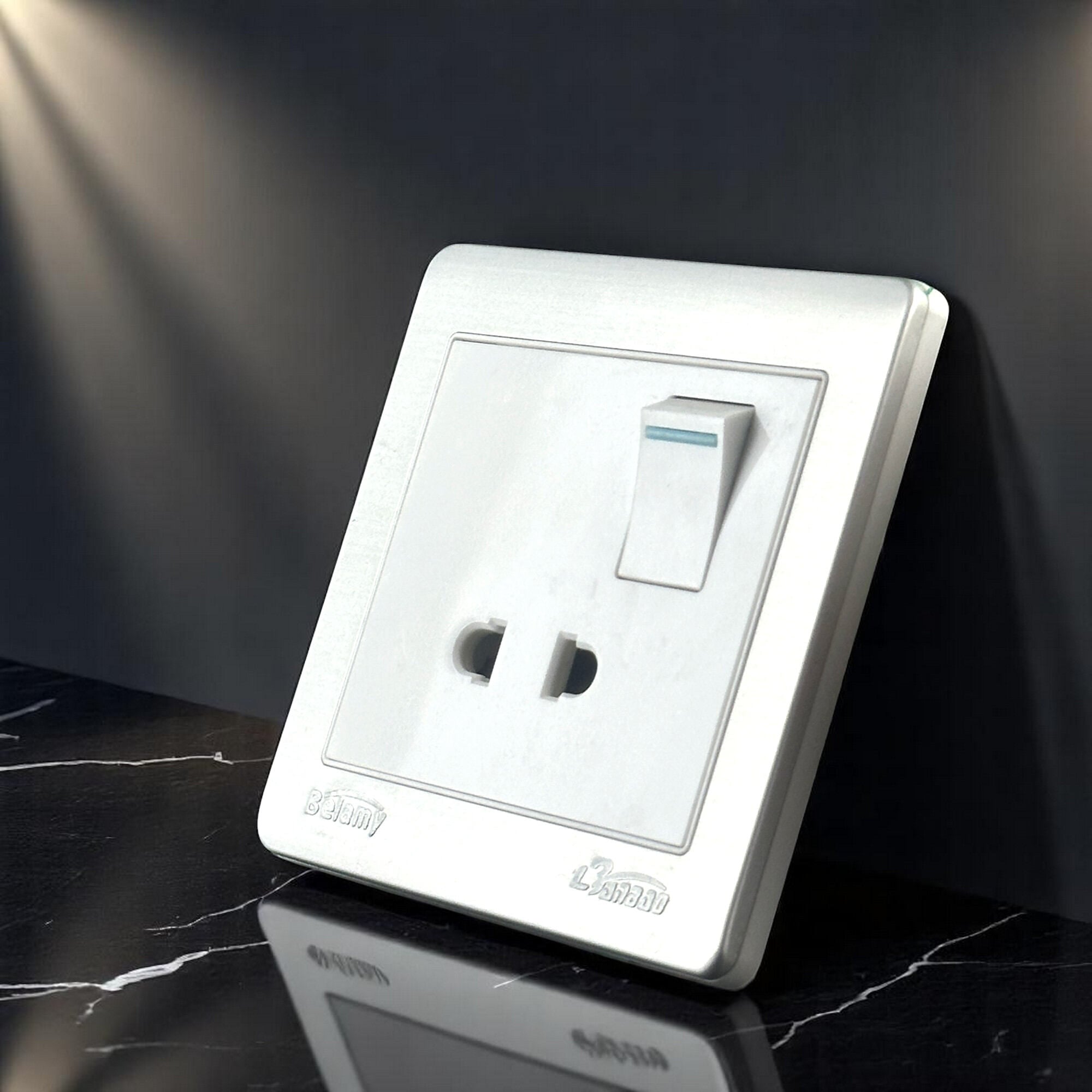 Picture of Belamy White-Grey 2 Pin Socket With Switch | BE-119-SW-White