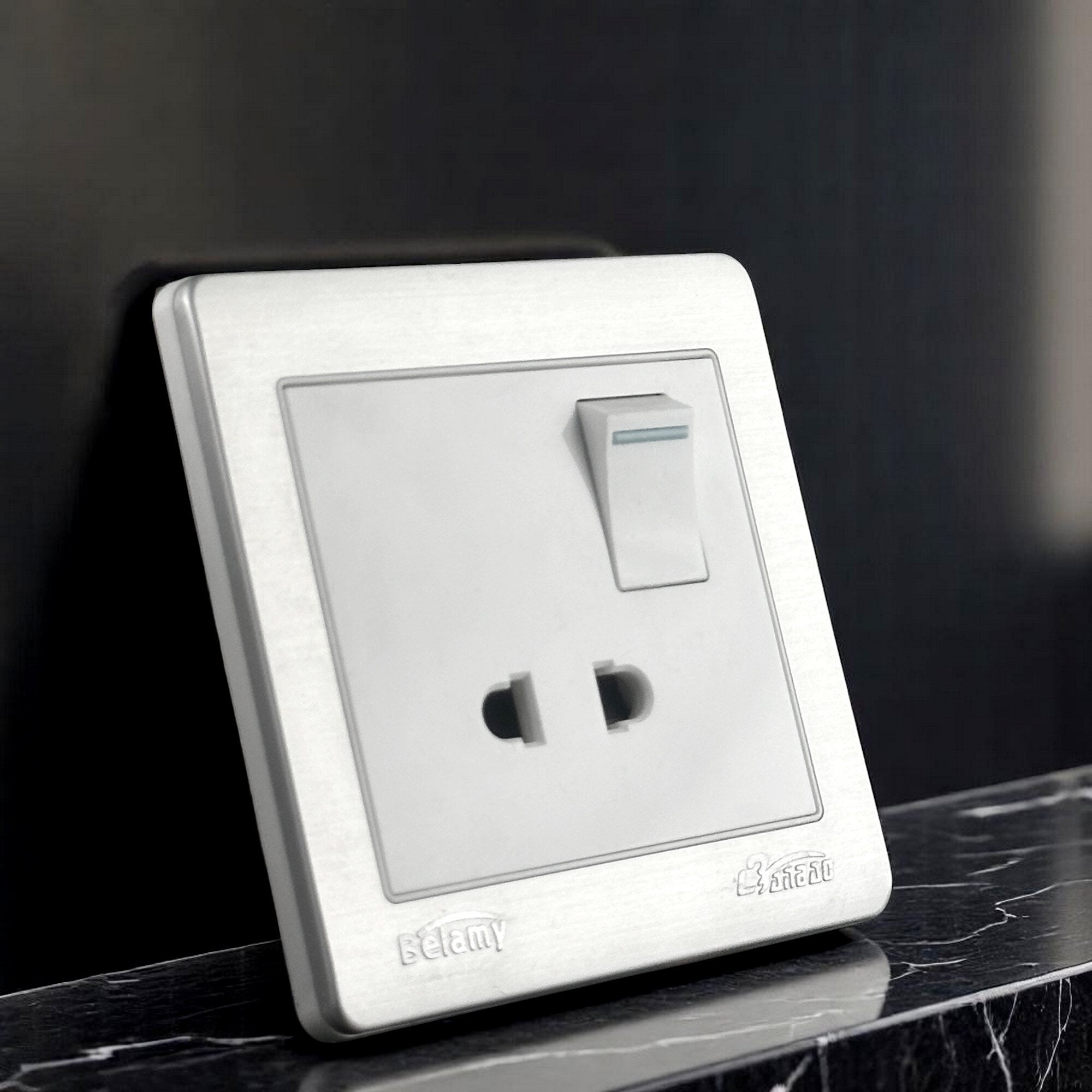 Picture of Belamy White-Grey 2 Pin Socket With Switch | BE-119-SW-White