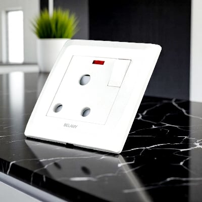 Picture of Belamy White 3 Pin Socket With Switch | BE-125-SW-White