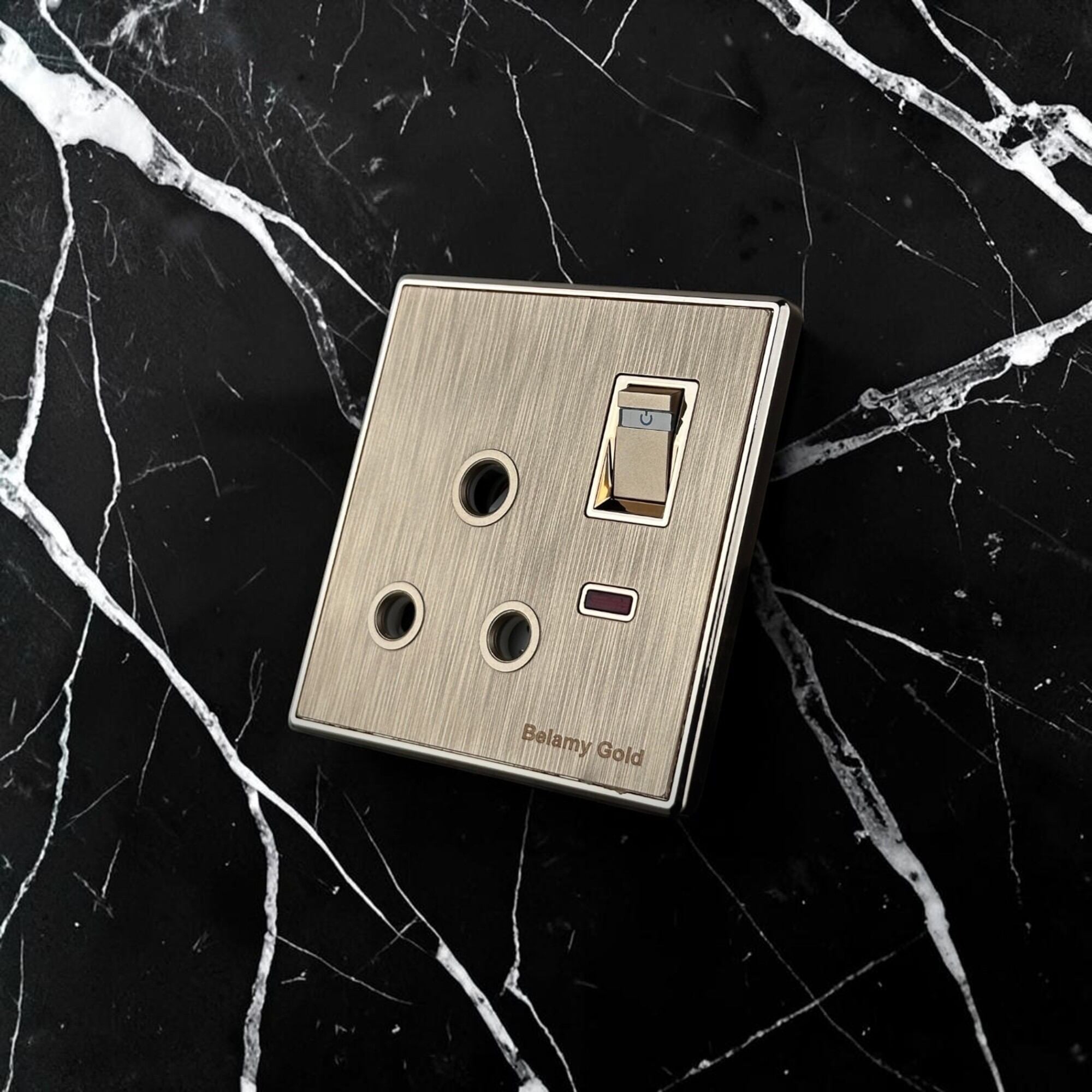 Picture of Belamy Golden 3-pin Round Socket With Switch | BE-143-SW-Gold