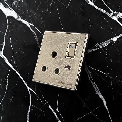 Picture of Belamy Golden 3-pin Round Socket With Switch | BE-143-SW-Gold