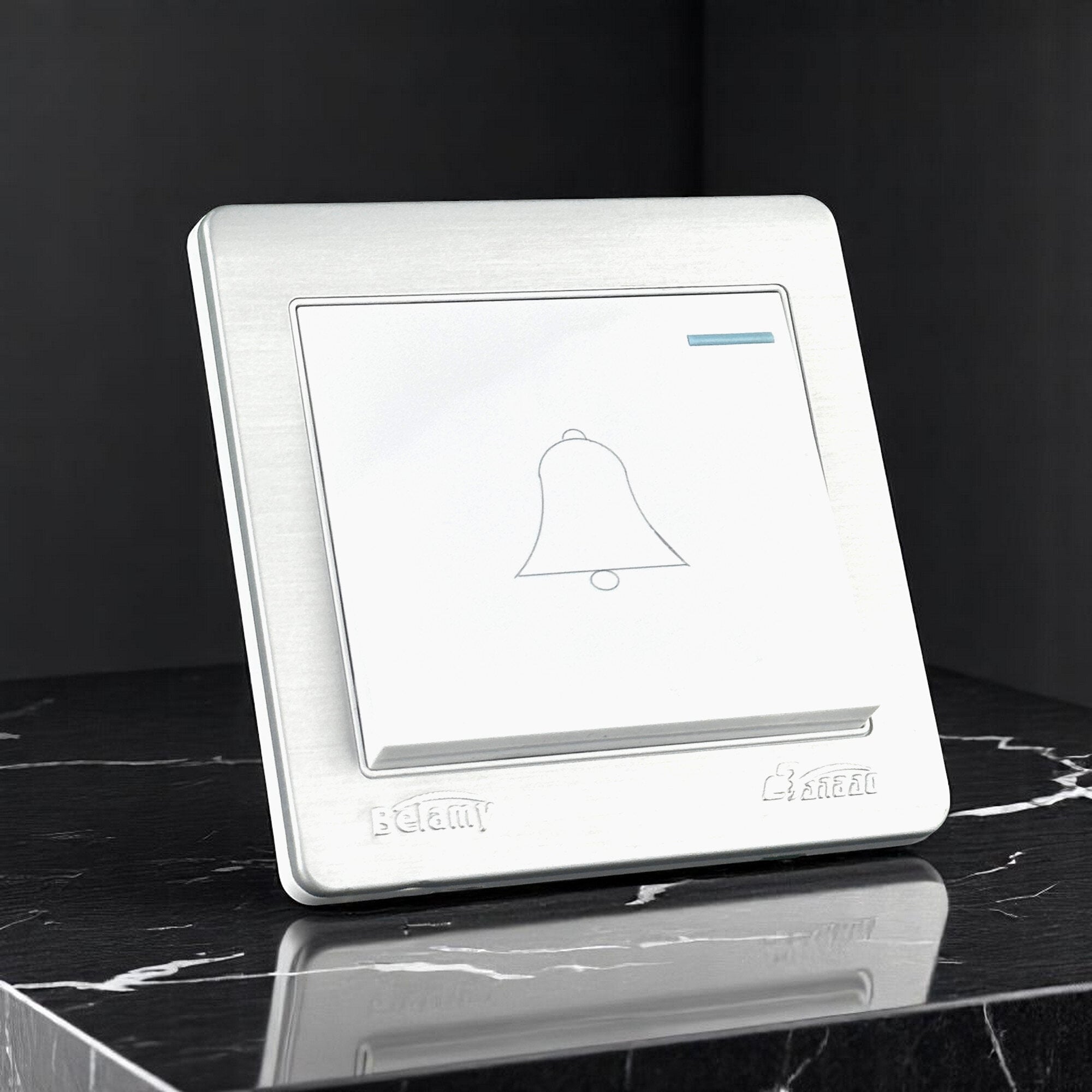 Picture of Belamy White-Grey Push Bell| BE-123-SW-White
