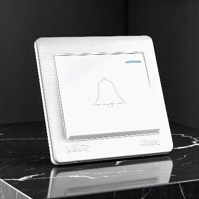 Picture of Belamy White-Grey Push Bell| BE-123-SW-White