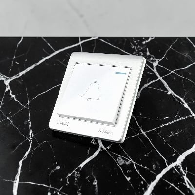 Picture of Belamy White-Grey Push Bell| BE-123-SW-White