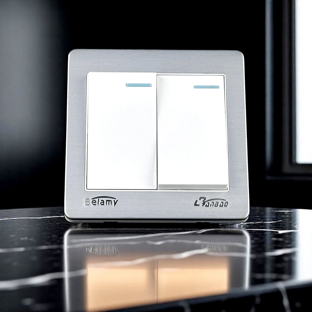 Picture of Belamy White-Grey 2 Gang 1 Way | BE-128-SW-White