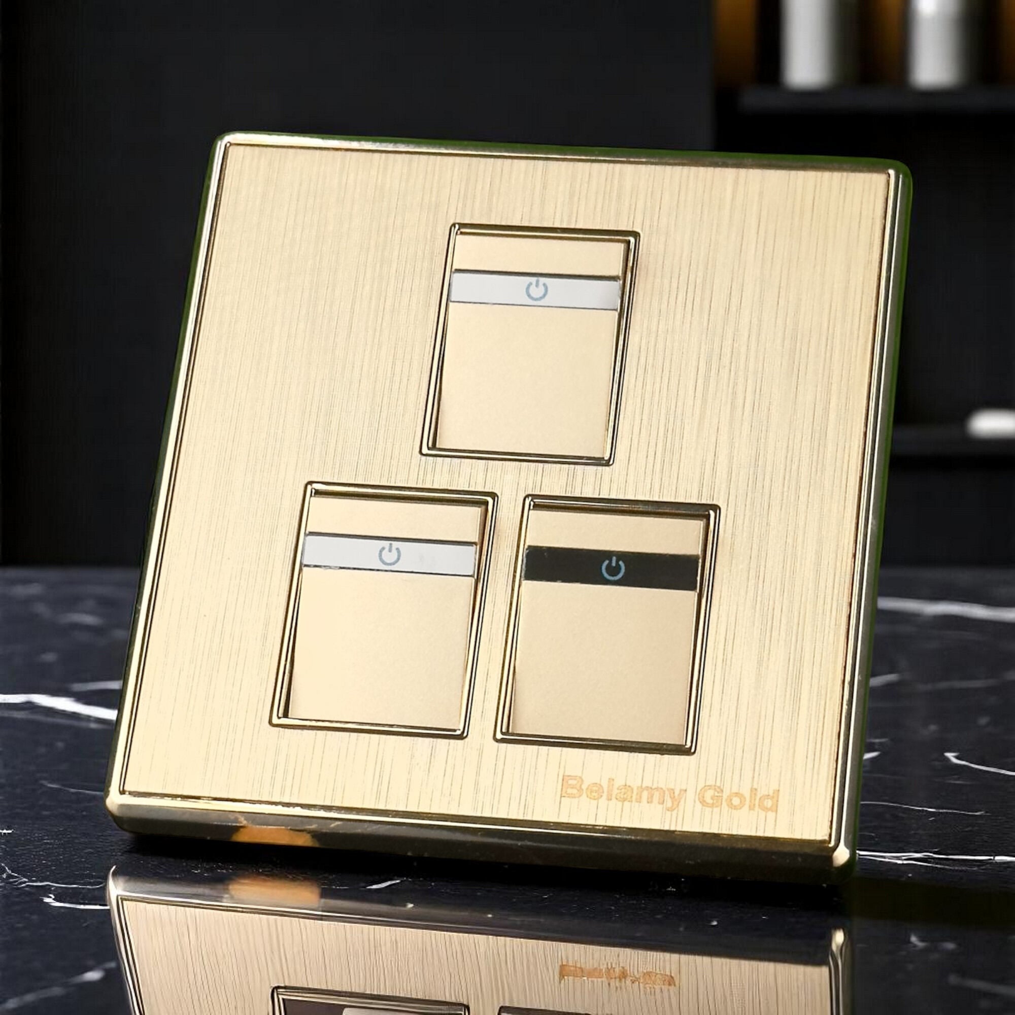 Picture of Belamy Golden 2 Gang 1 Way Switch| BE-134-SW-Gold