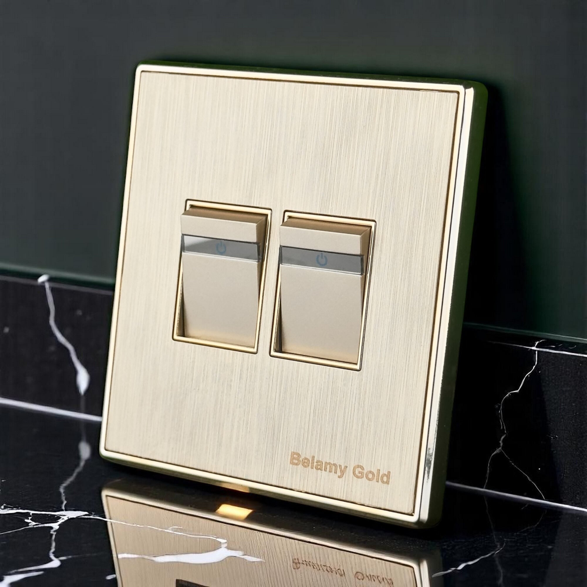 Picture of Belamy Golden 2 Gang 1 Way Switch| BE-134-SW-Gold